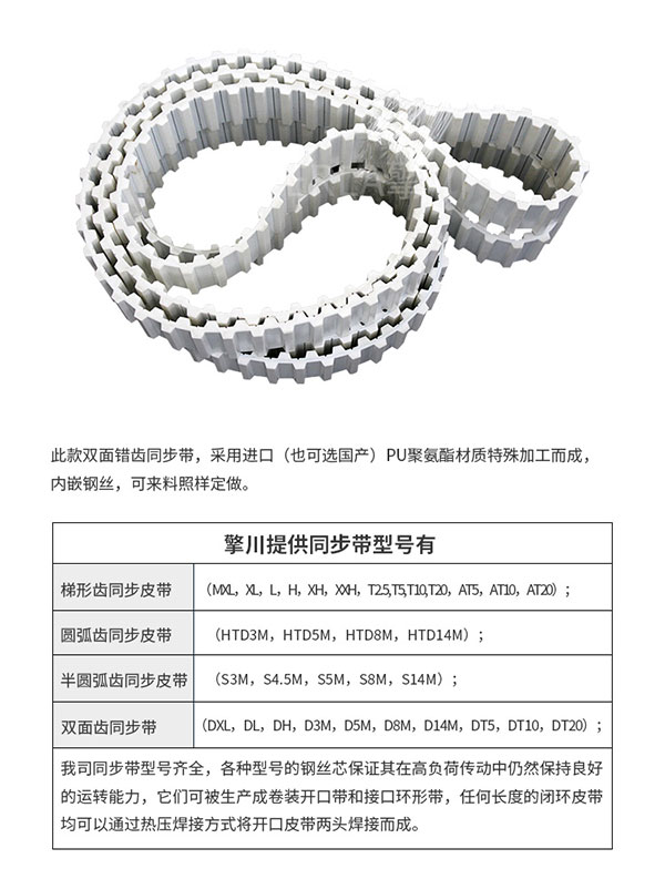 雙面齒<a href='http://m.china-aero.com/' target='_blank'><u>PU同步帶</u></a>定制