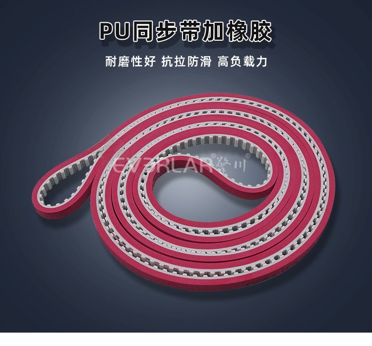 PU 同步帶加橡膠，耐磨抗沖擊，重載工況長效運轉
