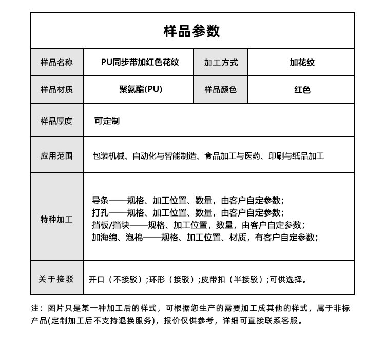 PU同步帶加紅色花紋