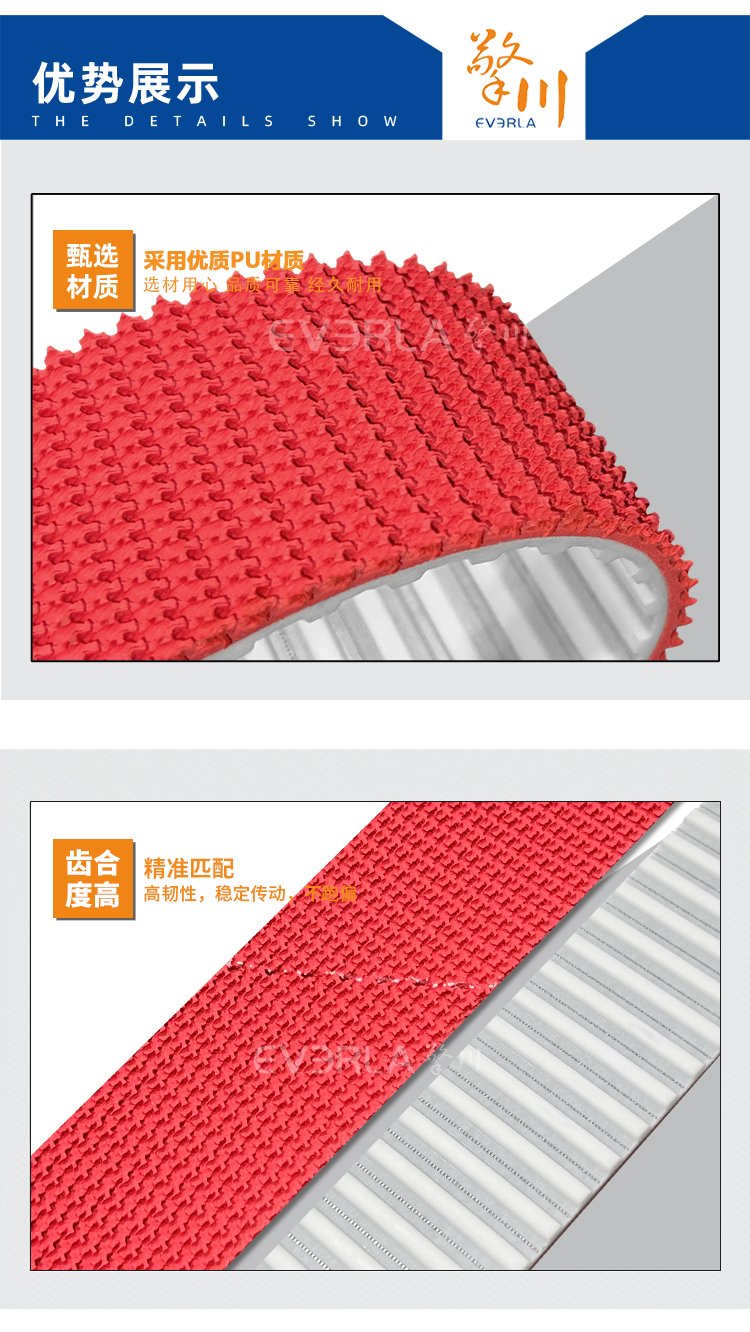 PU同步帶加紅色花紋